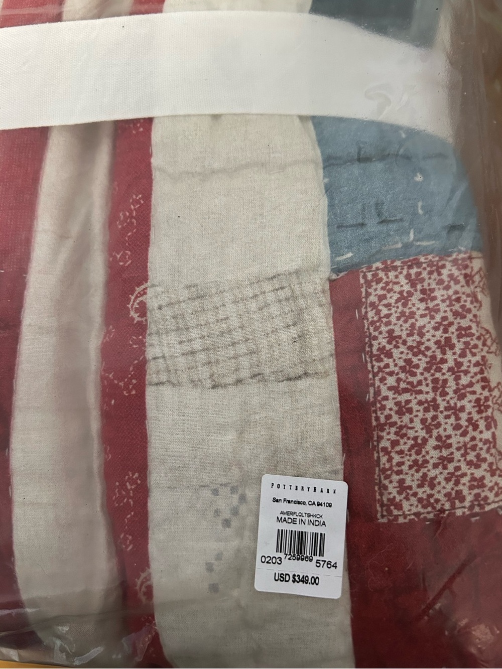 POTTERY BARN FLAG COTTON QUILT + SHAMS KING NWT - Picture 11 of 13